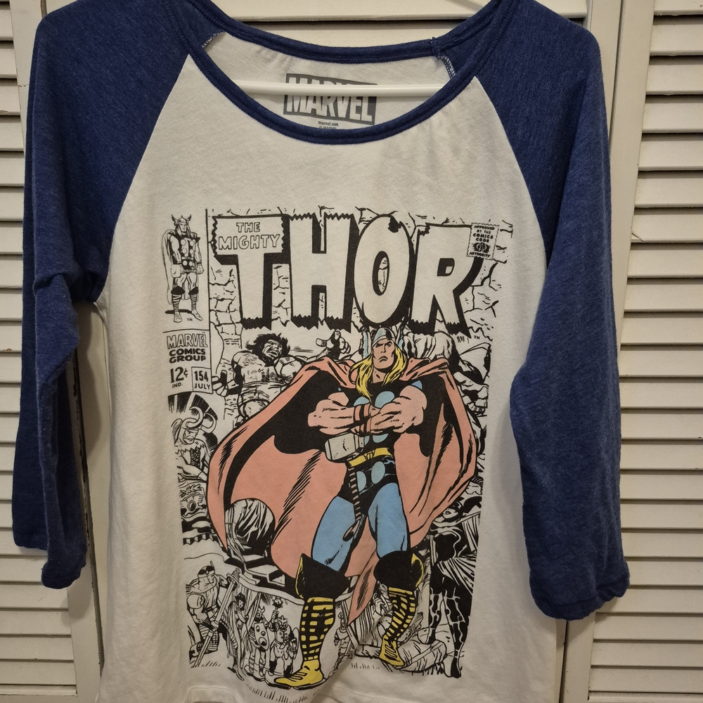 Marvel Thor Graphic Raglan Shirt - Blue and White